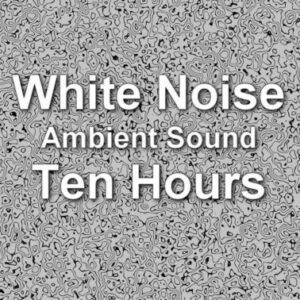 A graphic for White Noise Ambient Sound, showing a pattern of swirling black and white lines.