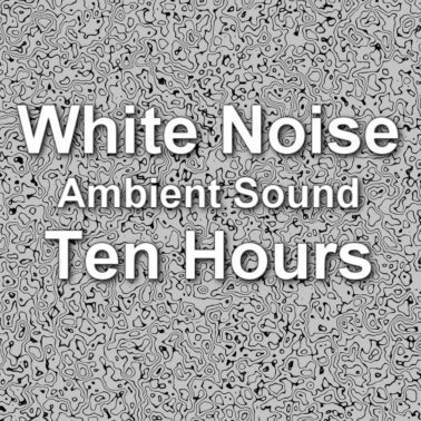 A graphic for White Noise Ambient Sound, showing a pattern of swirling black and white lines.