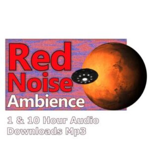 A graphic for Red Noise Ambience, showing a red planet with a circular spaceship-like object.