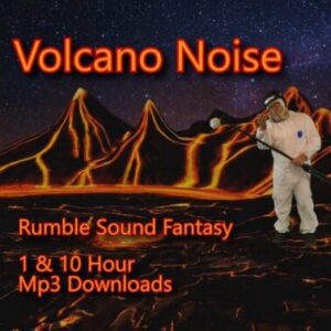 A graphic for Volcano Noise, showing the title on a dark background with an erupting volcano