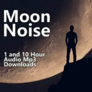 Moon Noise Ambient Audio Downloads. Silhouette graphic of a person against a moonlit sky, representing the custom cosmic soundscape for sleep and relaxation.