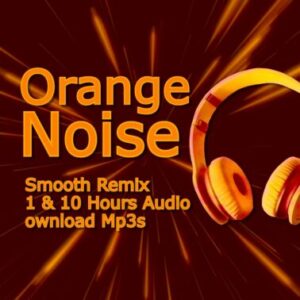 A graphic for a remastered orange noise download, showing a pair of headphones on an orange background with glowing trails.