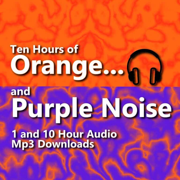 Orange and Purple Noise Audio Downloads. Graphic showing the blend of low frequency Orange Noise and high frequency Purple Noise for ambient sound masking and sleep.