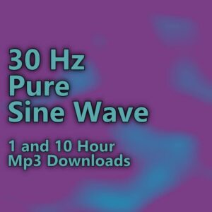 30 Hz Sine Wave Pure Tone Audio Downloads. Graphic representing an extremely low frequency test tone for sub-bass testing of audio systems.