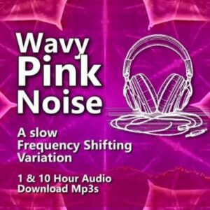 Wavy Pink Noise Audio Downloads. Graphic highlighting the slow frequency shifting pink noise for relaxation and meditation.