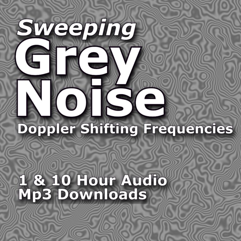 A graphic for "Sweeping Grey Noise," featuring a gray, swirling abstract pattern.