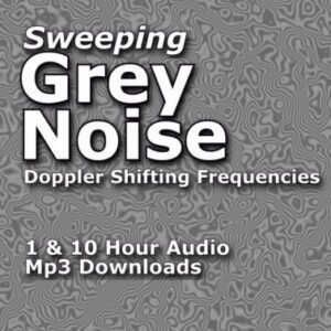 A graphic for "Sweeping Grey Noise," featuring a gray, swirling abstract pattern.