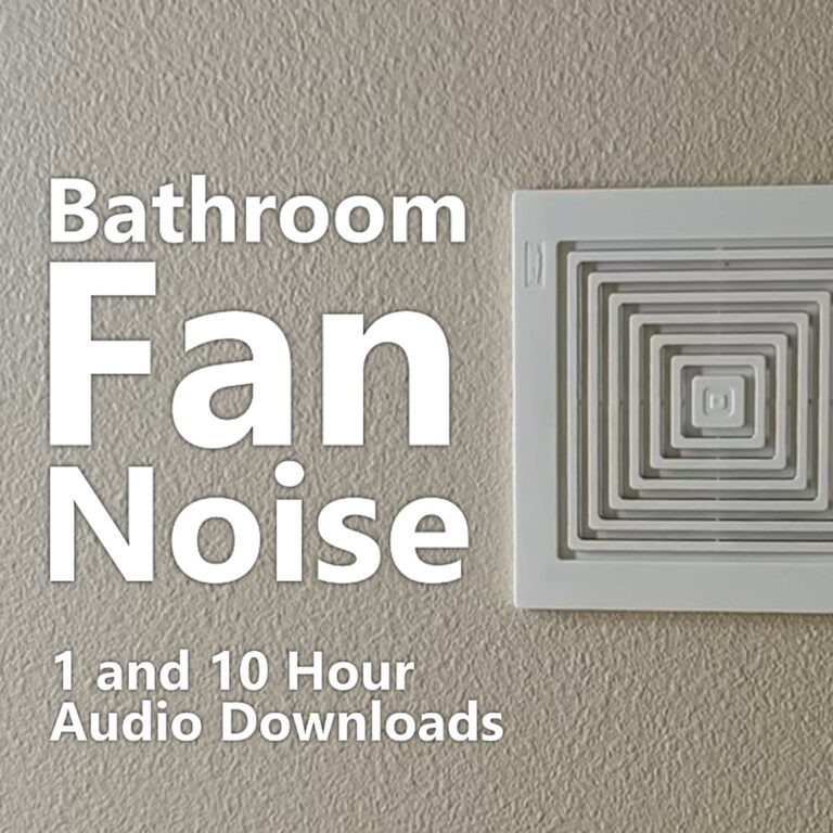 A graphic for "Bathroom Fan Noise," showing a square bathroom vent on a wall.