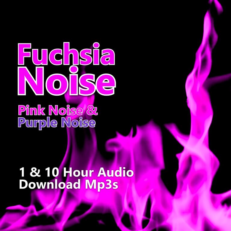 A graphic for "Fuchsia Noise," showing a vibrant fuchsia-colored flame against a black background.