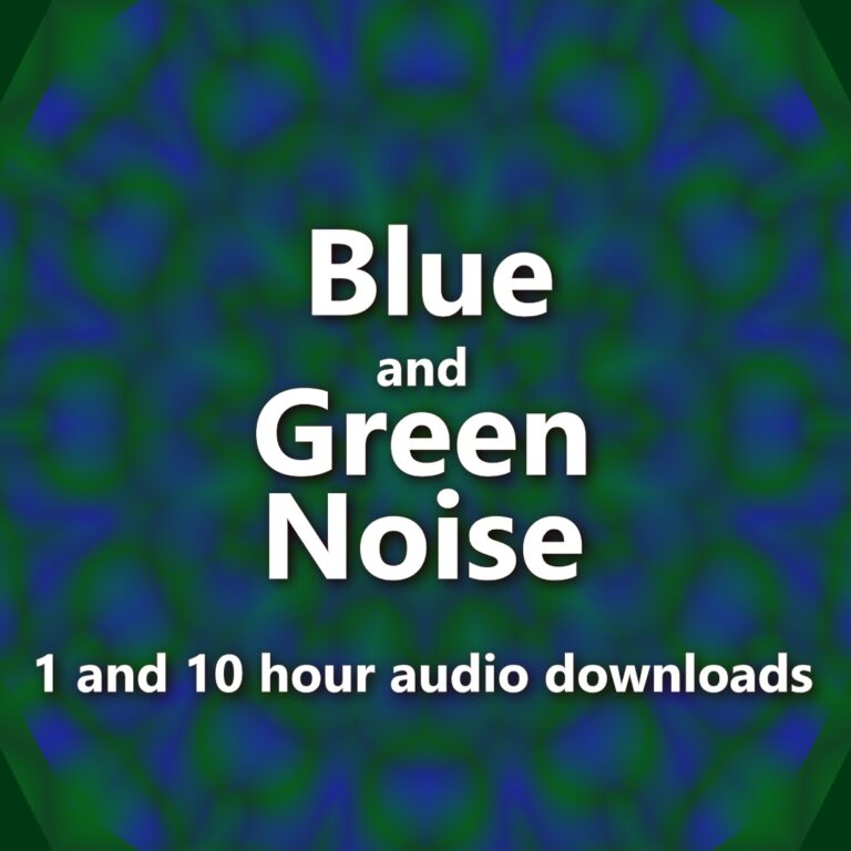 Blue Noise and Green Noise Audio Downloads MP3. Graphic emphasizing the blue and green noise combination for relaxation and noise masking.
