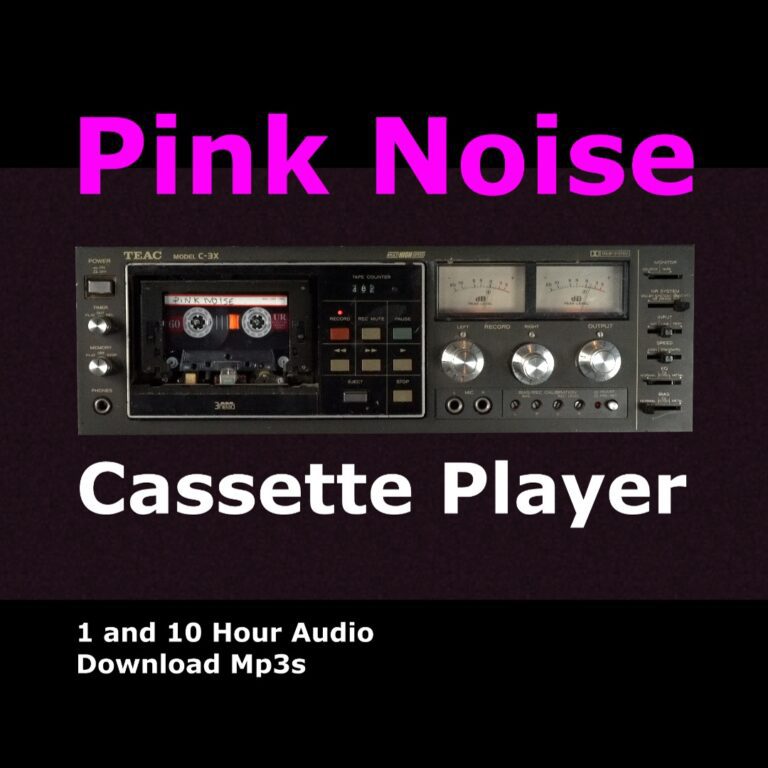 A graphic for "Pink Noise Cassette," showing a classic stereo cassette player.