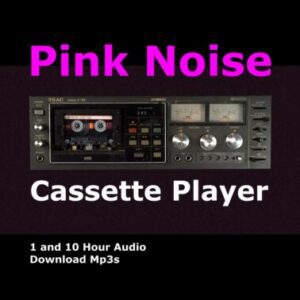 A graphic for "Pink Noise Cassette," showing a classic stereo cassette player.