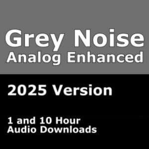A graphic for Grey Noise Analog Enhanced audio downloads with the text '2025 Version' on a gray background.