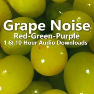 A graphic for Grape Noise ambient blend audio downloads, featuring a close-up of green grapes.