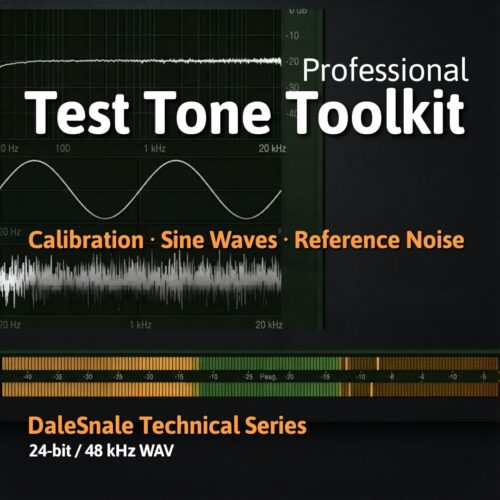 DaleSnale Technical Series professional audio test tone toolkit thumbnail with frequency spectrum analyzer and waveform display.